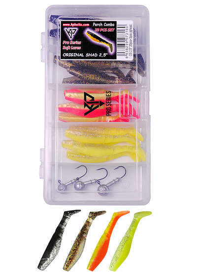 Original Shad 2,5" assortment 20pcs + 3 jig heads